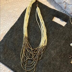 Elegant Cream and Gold Beaded Necklace